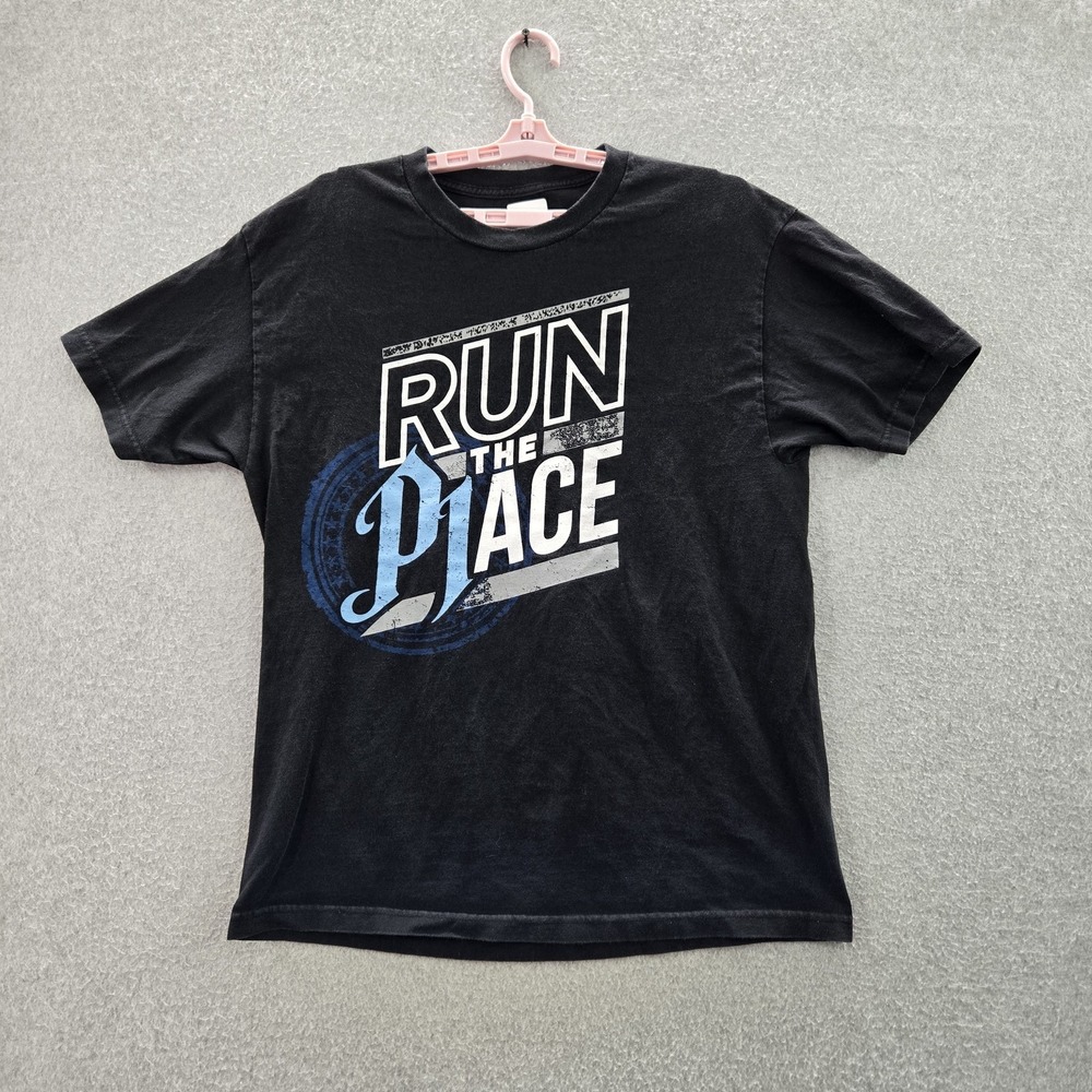 WWE Men Shirt L Black AJ Styles Run The Place‎ Short Sleeve Logo